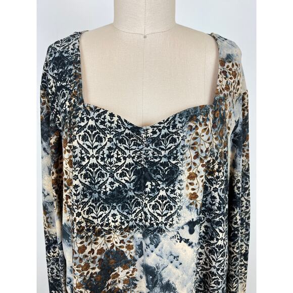 Vintage 90s Y2K Sharon Anthony Moody Floral Top 2X Stretchy Plus Size Fairy - Picture 4 of 15